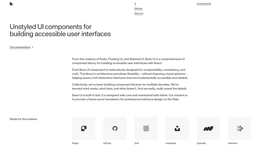 Base UI - Unstyled UI components for building accessible user interfaces.