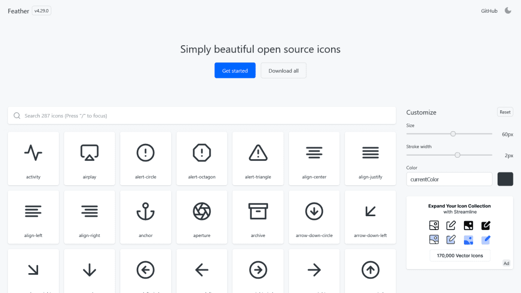 Feather Icons - A collection of simply beautiful open-source icons.