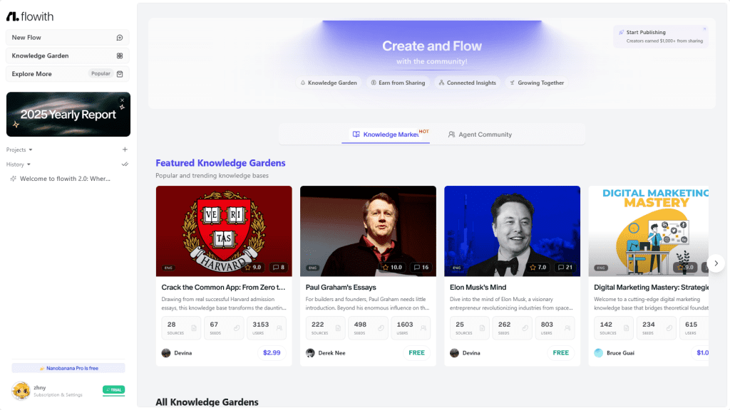 Flowith AI - Your Agentic Workspace for deep work. Experience next-gen AI collaboration with ChatGPT, Claude, DeepSeek and more.