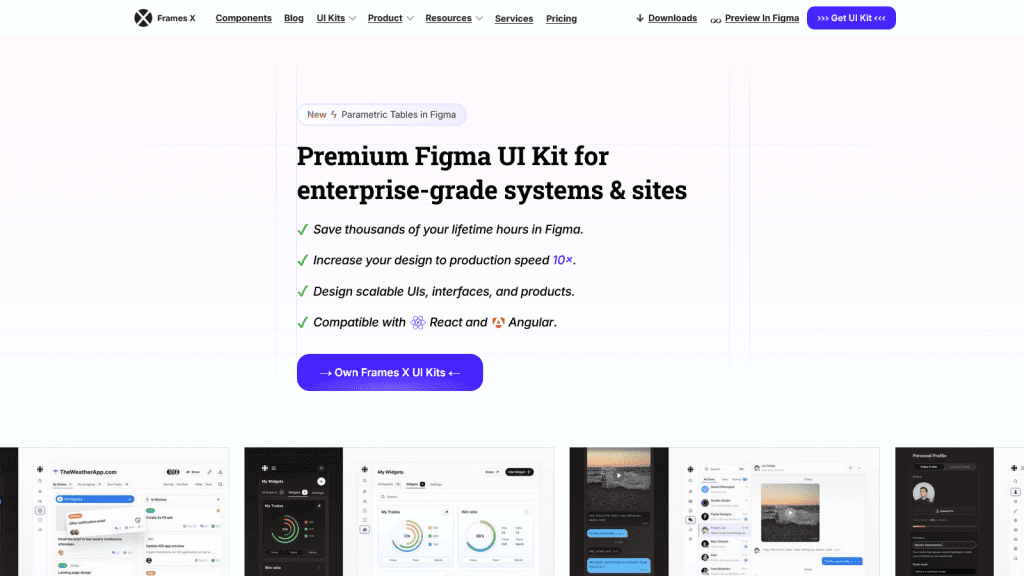 Frames X - Premium Figma UI Kit for enterprise-grade systems & sites.