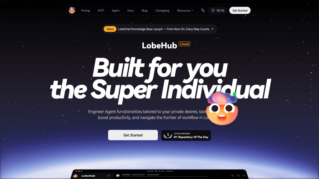 LobeHub - Engineer Agent functionalities tailored to your private desires, tackle challenges, boost productivity, and navigate the frontier of workflow in LobeHub.
