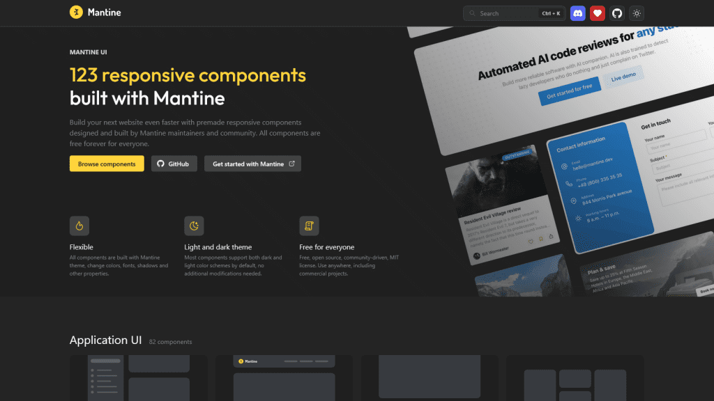Mantine UI - 123 responsive components built with Mantine.