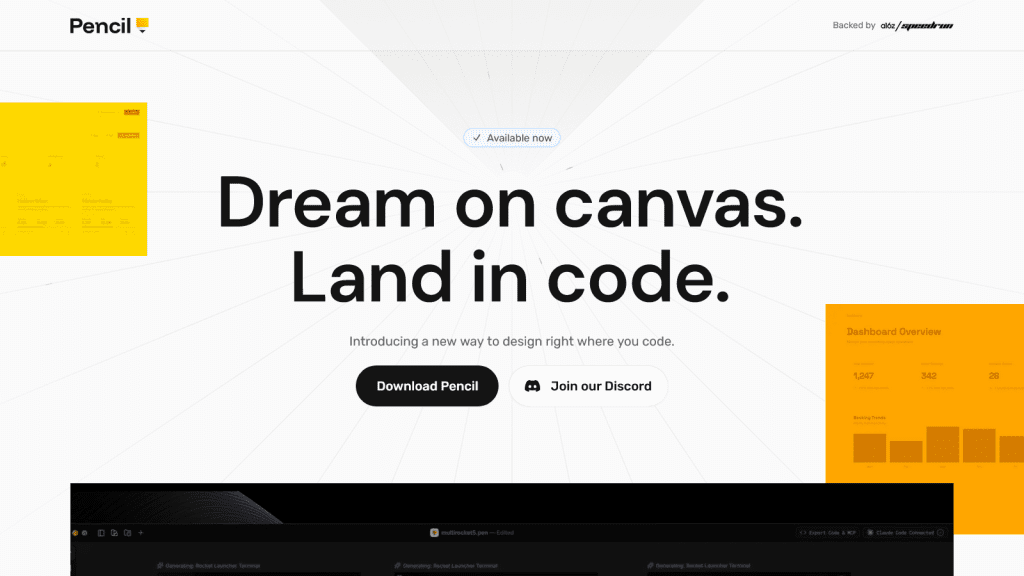 Pencil - Pencil is agent driven MCP canvas built around open design format that lives in your codebase.