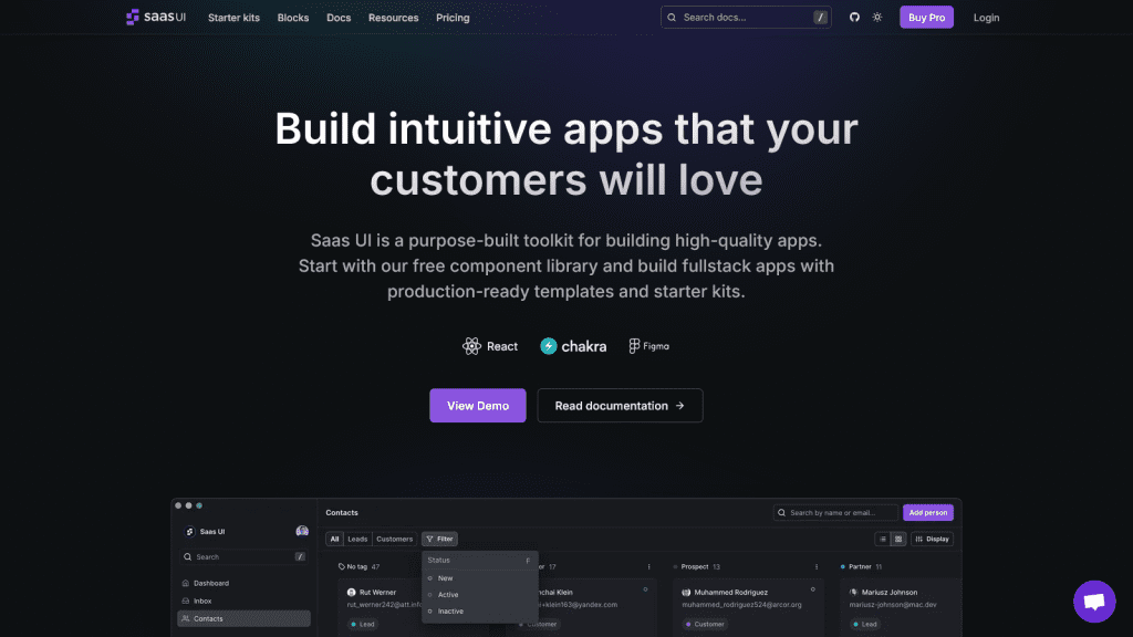 Saas UI - Build intuitive apps that your customers will love.