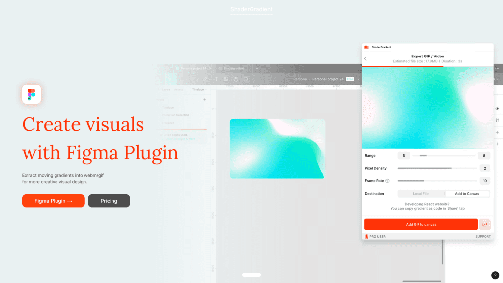 Shader Gradient - Create beautiful moving gradients on Framer, Figma and React.